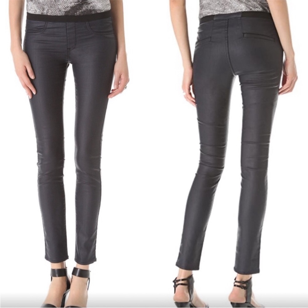 Helmut Lang Coated Waxed Denim Charcoal Black Leggings